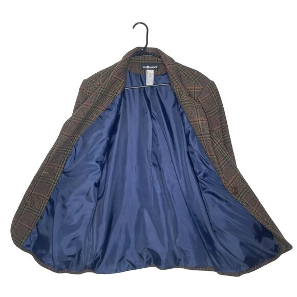 Vtg Wool Blend Plaid Blazer Jacket Sz 12 Academia Preppy Check Tweed 80s - Picture 2 of 9